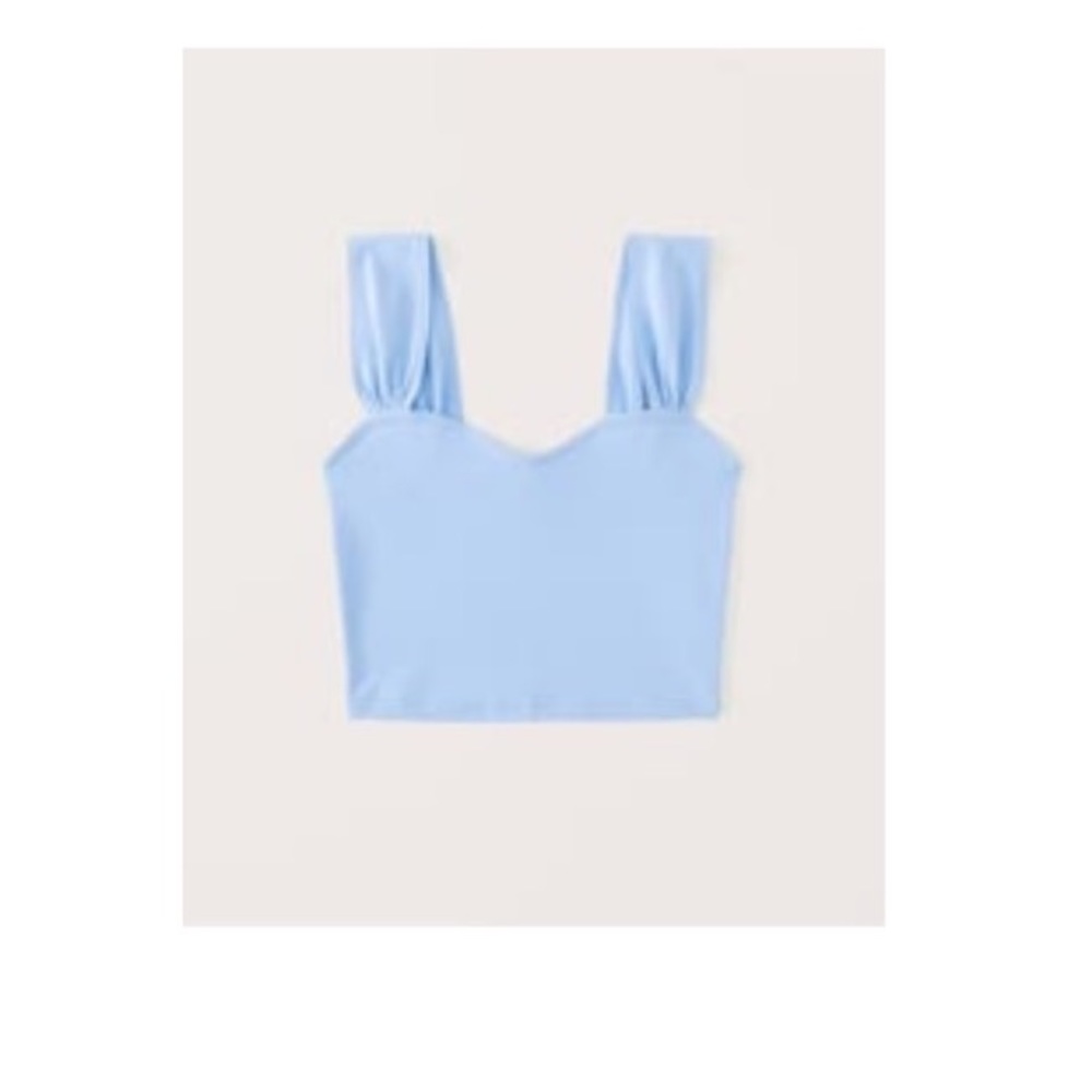 Abercrombie & Fitch Seamless Fabric Sweetheart Top, Light Blue, Size S
